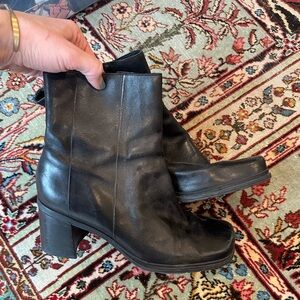 Parade Black Leather Ankle Boots - Women's